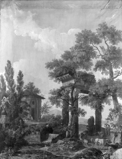 Wandbehang mit arkadischer Landschaft, zugehörig zum Saal der Herengracht 40 von Jurriaan Andriessen