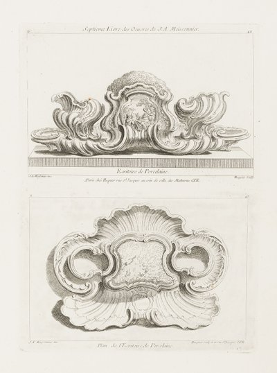 Erhebung eines Porzellan-Schreibsets von Juste Aurèle Meissonnier