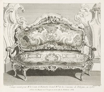 Sofa ausgeführt für Herrn Graf Bielinski, Großmarschall der Krone von Polen, 1735; Sofa ausgeführt für Graf Bielinski 1735, 4. Platte von Juste Aurèle Meissonnier