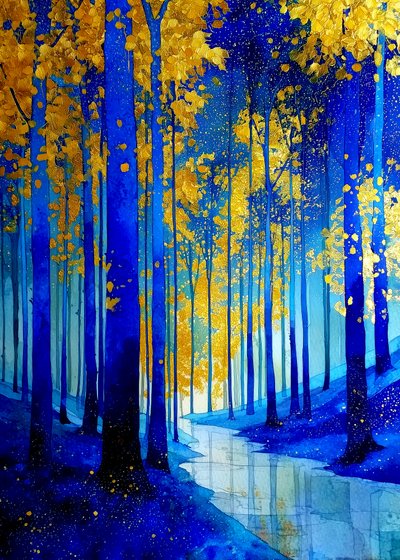 Goldener Blauer Wald von Justyna Jaszke