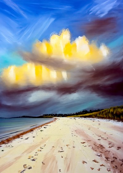 Goldene Wolken über dem Strand von Justyna Jaszke