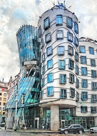 Wellenförmige Prager Architektur von Justyna Jaszke