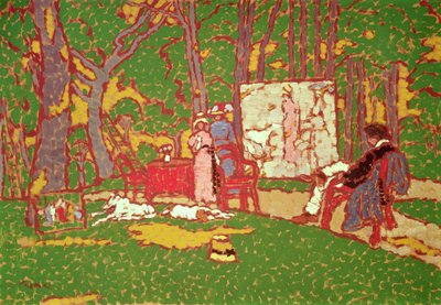 Lazarine und Anella im Park malen. Es ist heiß von József Rippl Rónai