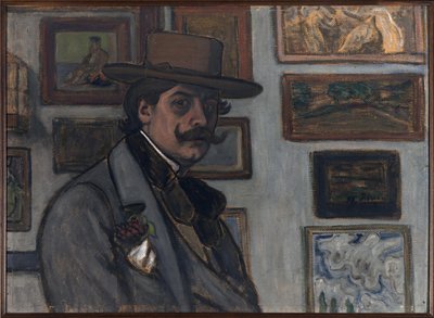 Selbstporträt mit braunem Hut, 1897 von József Rippl Rónai
