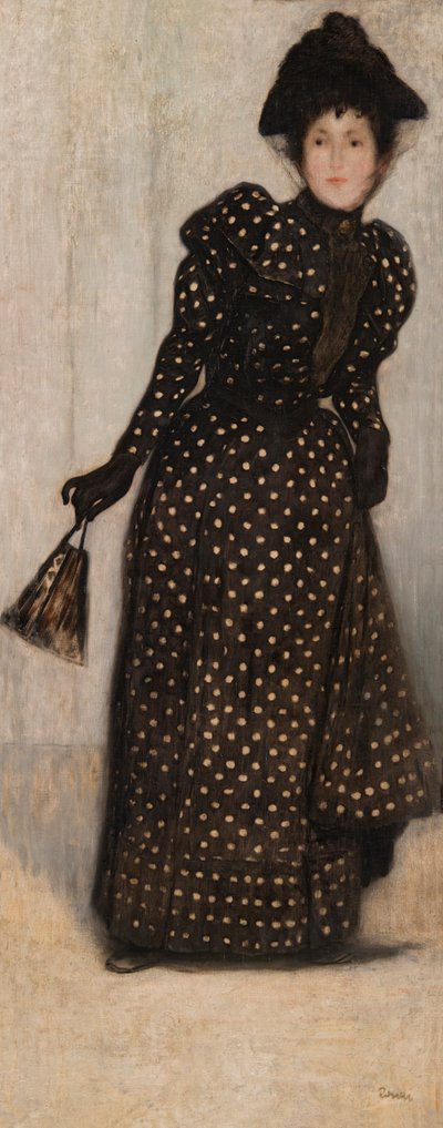 Frau in einem weißen Kleid mit Polka-Dots von József Rippl Rónai