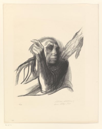 Käthe Kollwitz als alte Frau mit Hand auf der Schulter von Käthe Kollwitz (signed by artist)