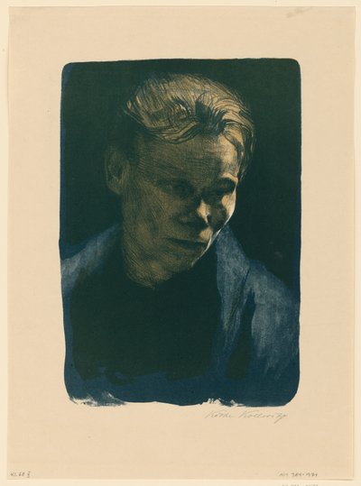 Brustbild einer Arbeiterfrau mit blauem Tuch von Käthe Kollwitz
