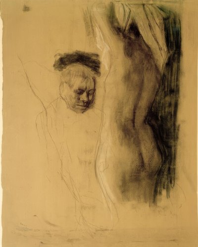Kniender Mann vor weiblichem Akt von Käthe Kollwitz