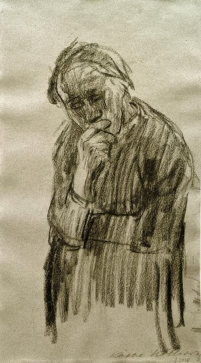 Stehende Frau, den Kopf in die rechte Hand gestützt von Käthe Kollwitz