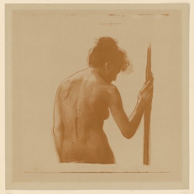 Weiblicher Rücken-Halbakt mit Stab von Käthe Kollwitz