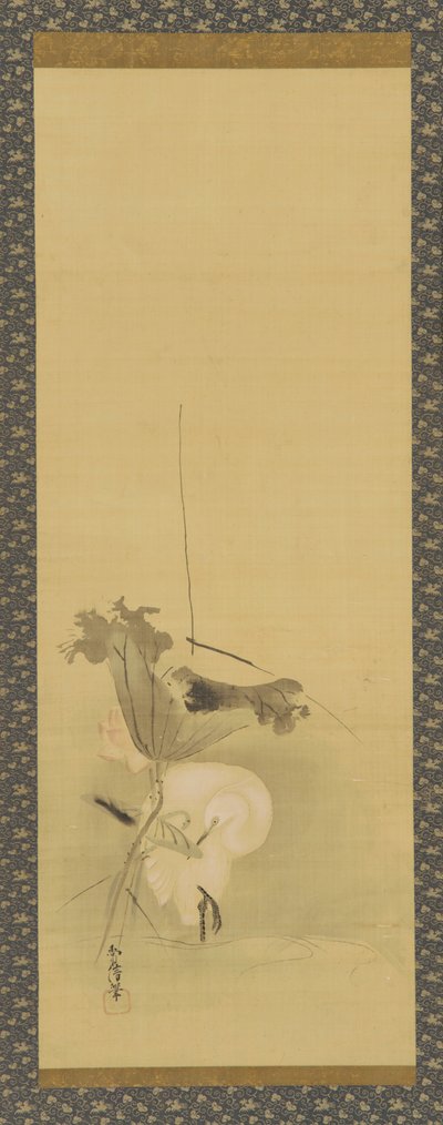 Reiher und Lotus, Edo-Periode, Mitte 17. bis frühes 18. Jahrhundert von Kanô Yôboku Tsunenobu