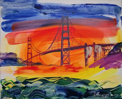 Dramatischer Golden Gate Sonnenuntergang von Kanat Ibragimov