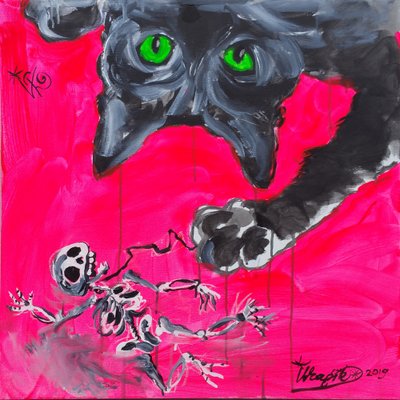 Monsterkatze und Skelettpuppe von Kanat Ibragimov
