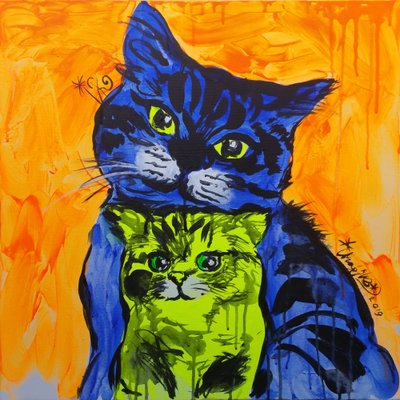 Lebhafte Katzenumarmung von Kanat Ibragimov