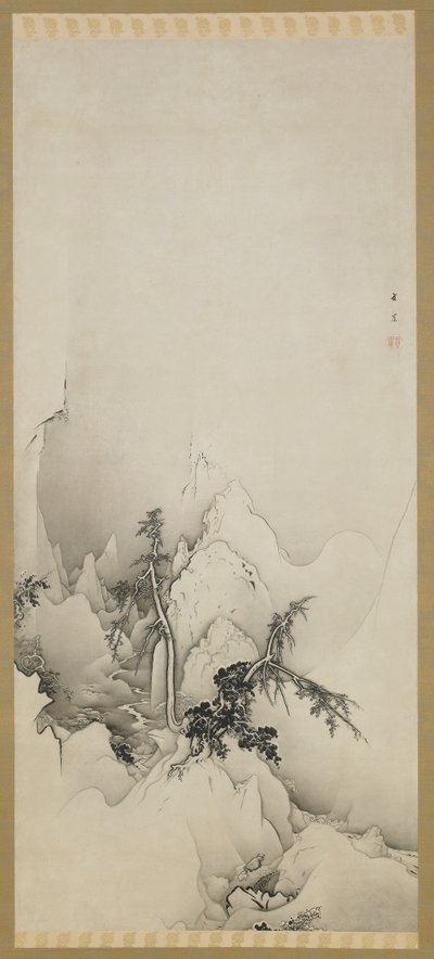 Winterlandschaft: eine Schlucht, Edo-Periode, 1883 von Kano Hogai