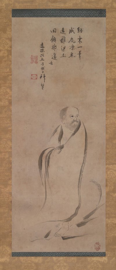 Bodhidharma überquert den Jangtse auf einem Schilfrohr, spätes 16. Jahrhundert von Kano Soshu