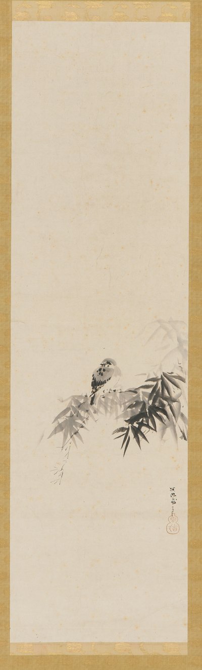 Vogel auf einem Bambuszweig, Edo-Periode, 17. Jahrhundert von Kanō Tan’yū
