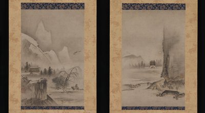 Zwei Ansichten aus den Acht Ansichten der Xiao- und Xiang-Flüsse, frühes 16. Jahrhundert von Kantei