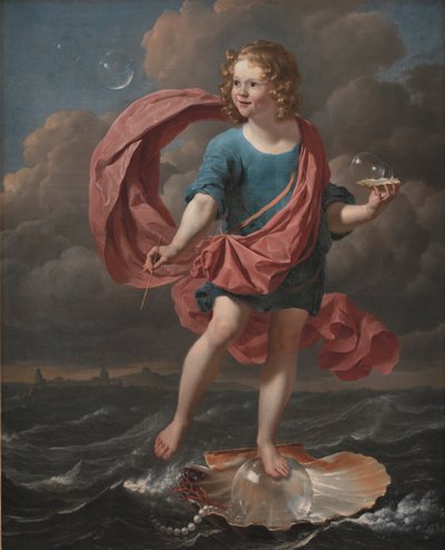 Junge, der Seifenblasen bläst. Allegorie auf die Vergänglichkeit und Kürze des Lebens von Karel Dujardin
