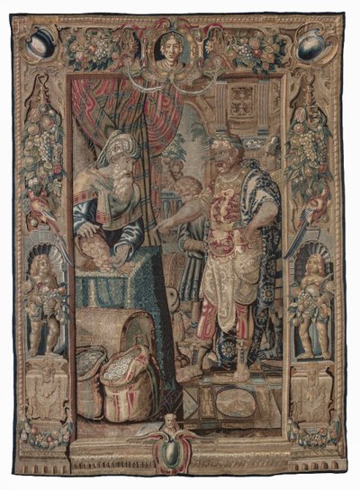 Antonius und Kleopatra (Antonius erobert Pelusium); Wandteppich, Datum unbekannt von Karel van II Mander