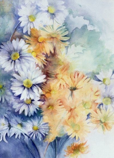 Chrysantheme, weiß und apricot von Karen Armitage