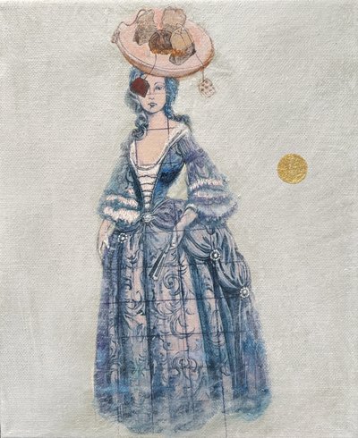 Verspielte blaue Rokoko-Dame von Karenina Fabrizzi