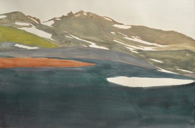 Verschneiter Bergseeblick von Karin Bos