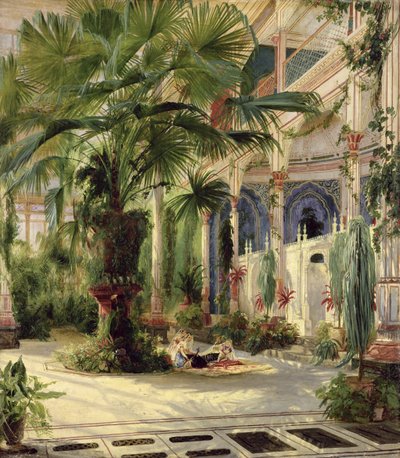 Innenansicht des Palmenhauses in Potsdam von Carl Blechen