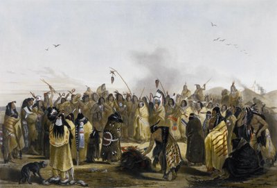 Skalptanz der Minitarres von Karl Bodmer