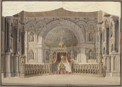 Agnes von Hohenstaufen. Oper von Gaspare Spontini. Entwurf zur 1. Dekoration. Kaisersaal von Karl Friedrich Schinkel