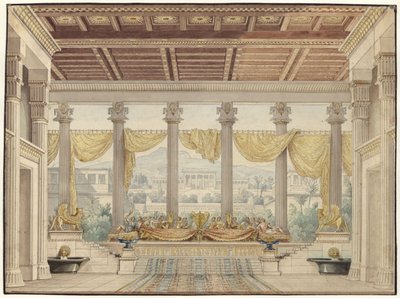 Alexander und Darius. Trauerspiel von Friedrich von Uechtritz. Entwurf zur 4. Dekoration. Offene Halle von Karl Friedrich Schinkel