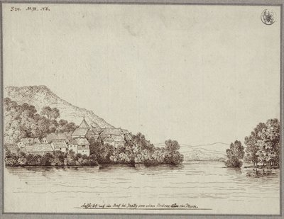 Ansicht eines Dorfes bei Graz von einer Brücke der Mur von Karl Friedrich Schinkel