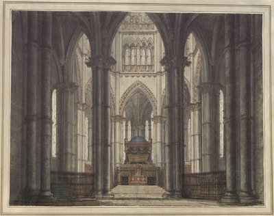 Axel und Walburg. Trauerspiel von Adam Oehlenschläger. Entwurf zu einer Dekoration. Inneres einer Gruftkirche von Karl Friedrich Schinkel