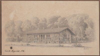 Berlin. Schweizerhaus auf der Pfaueninsel. Ansicht von Karl Friedrich Schinkel