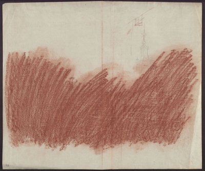 Flächiger Auftrag von Rötel zum Durchzeichnen der Darstellung auf recto von Karl Friedrich Schinkel