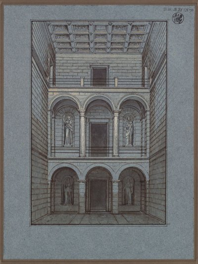 Köstritz. Schloss. Vestibül, Eingangsseite. Ansicht von Karl Friedrich Schinkel