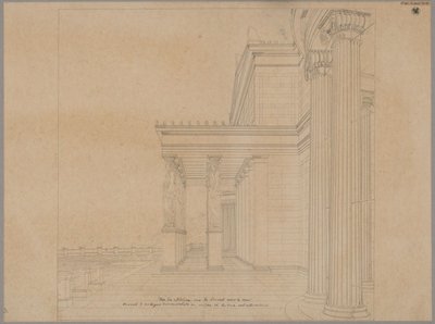 Schloss Orianda auf der Krim. Antiker Entwurf. Schlossterrasse mit Portikus zum Meer von Karl Friedrich Schinkel