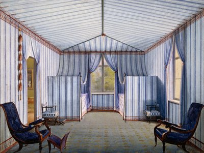 Zeltzimmer im Schloss Charlottenhof, nach 1830, Aquarell von Karl Friedrich Schinkel von Karl Friedrich Schinkel