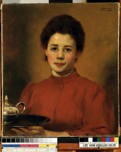 Junge Frau in Rot von Karl Gussow