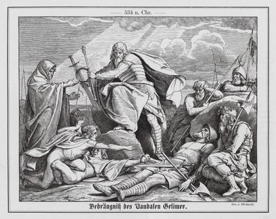 Untergang von Gelimer, letzter König der Vandalen, 534 (Gravur) von Karl Ludwig Adolf Ehrhardt