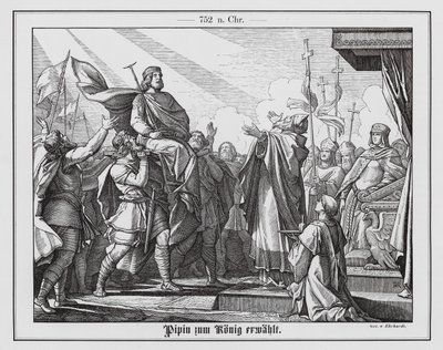 Pippin der Kurze wird 751 zum König der Franken ausgerufen (Gravur) von Karl Ludwig Adolf Ehrhardt
