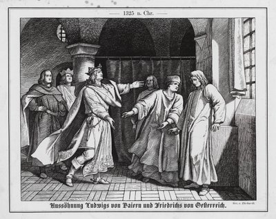 Versöhnung von Ludwig von Wittelsbach und Friedrich von Habsburg von Karl Ludwig Adolf Ehrhardt