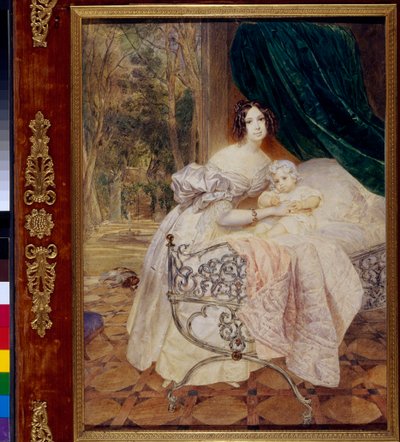 Porträt von Maria Buteneva mit Tochter Maria von Karl Pavlovich Bryullov
