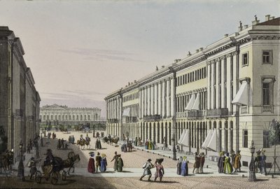 Die Mikhailovskaya-Straße mit Blick auf den Michael-Palast in St. Petersburg, erste Hälfte des 19. Jahrhunderts von Karl Petrovich Beggrov