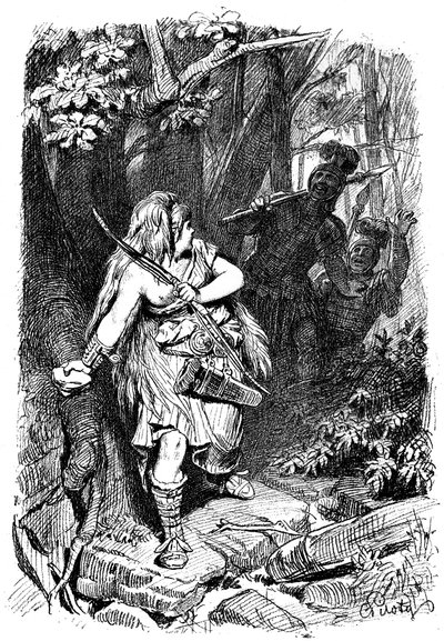 Eine teutonische Jungfrau von Römern verfolgt, um 1880-1882 von Karl Theodor von Piloty