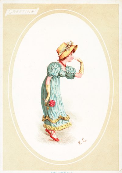 Grußkarte (Chromolithographie) von Kate Greenaway