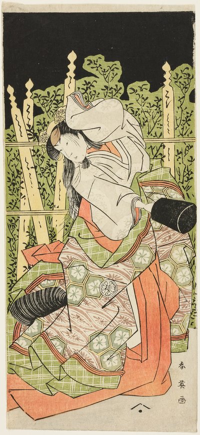 Schauspieler Segawa Kikunojô III möglicherweise als Ono no Komachi in „Komachi Village: Neujahr im Theater“ von Katsukawa Shun