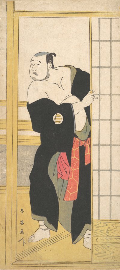 Asao Tamesaburo als kräftiger Mann mit grünem Kimono, ca. 1795 von Katsukawa Shun