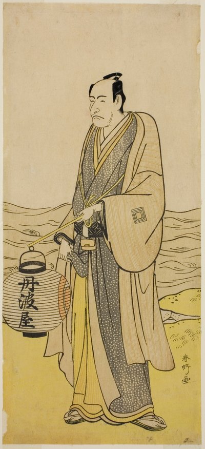 Der Schauspieler Ichikawa Danjuro V als Tambaya Suketaro im Stück On