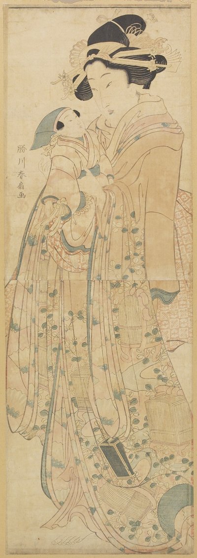 (Frau mit Puppe), spätes 18. bis frühes 19. Jahrhundert von Katsukawa Shunsen